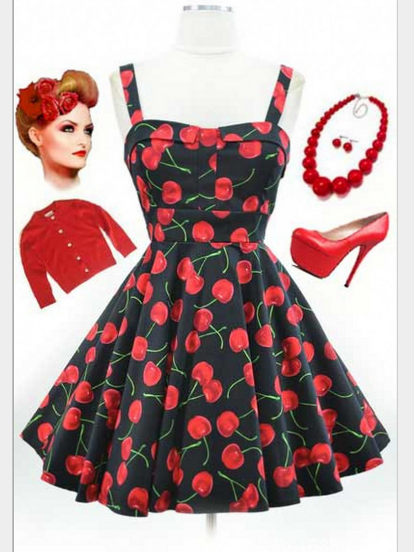 50s cherry dress best sale